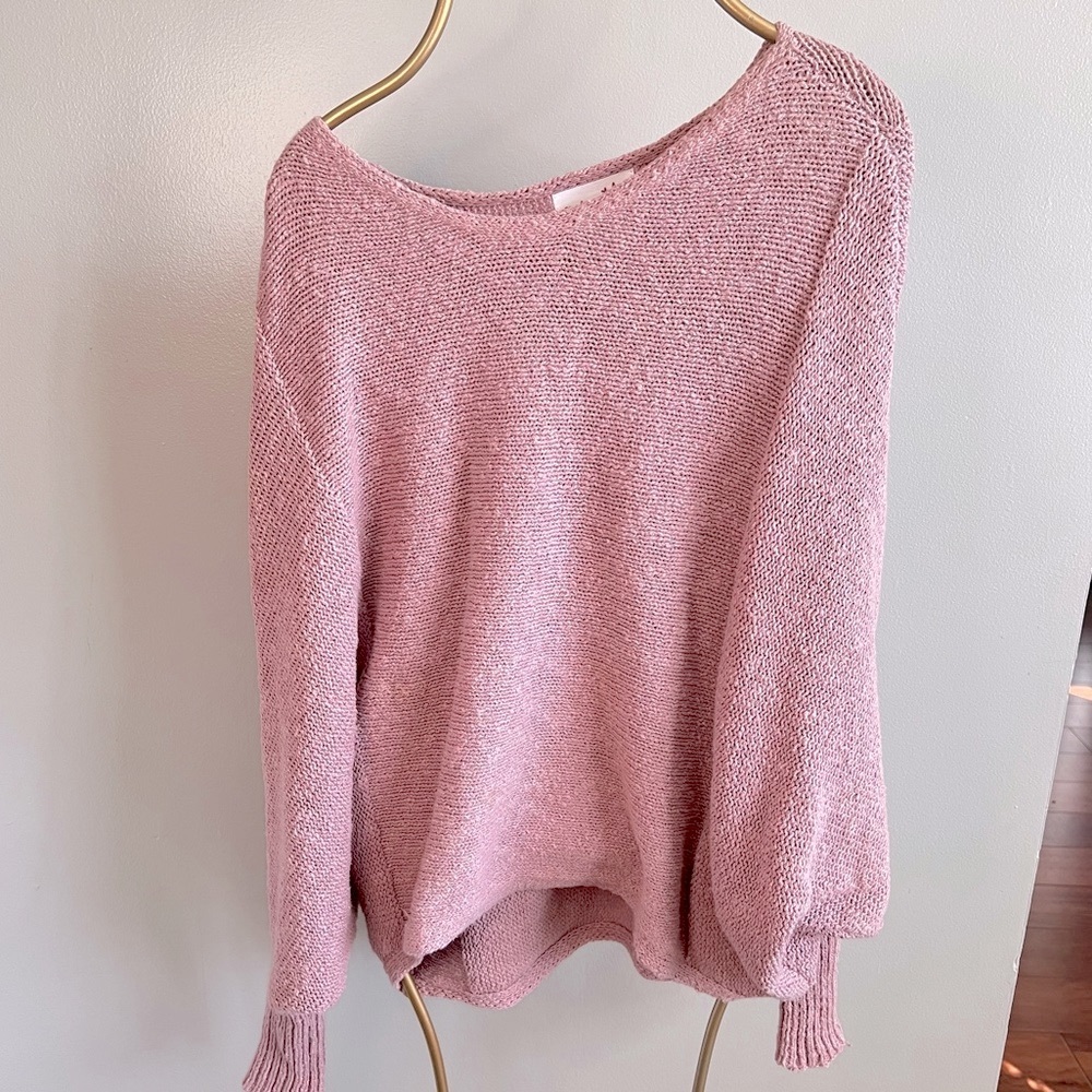 Shrinking Violet mauve textured sweater batwing with skinny arm fit women’s XS